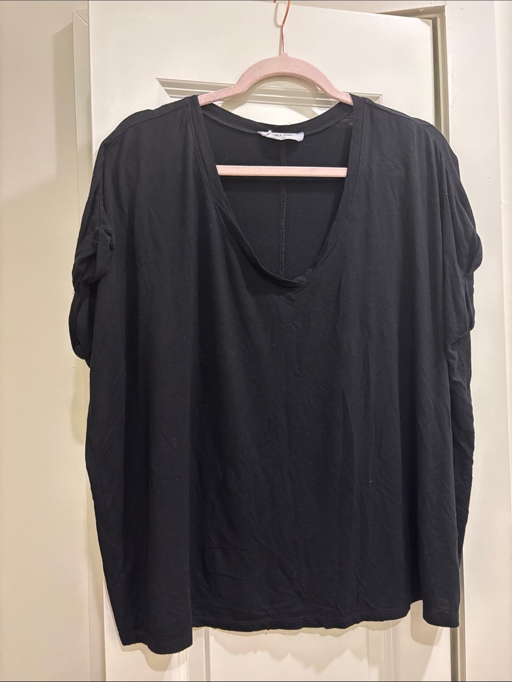 Double Zero Black V-Neck Short Sleeve Tee